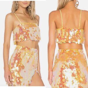 LPA Gold and Pink Sequin Skirt Set